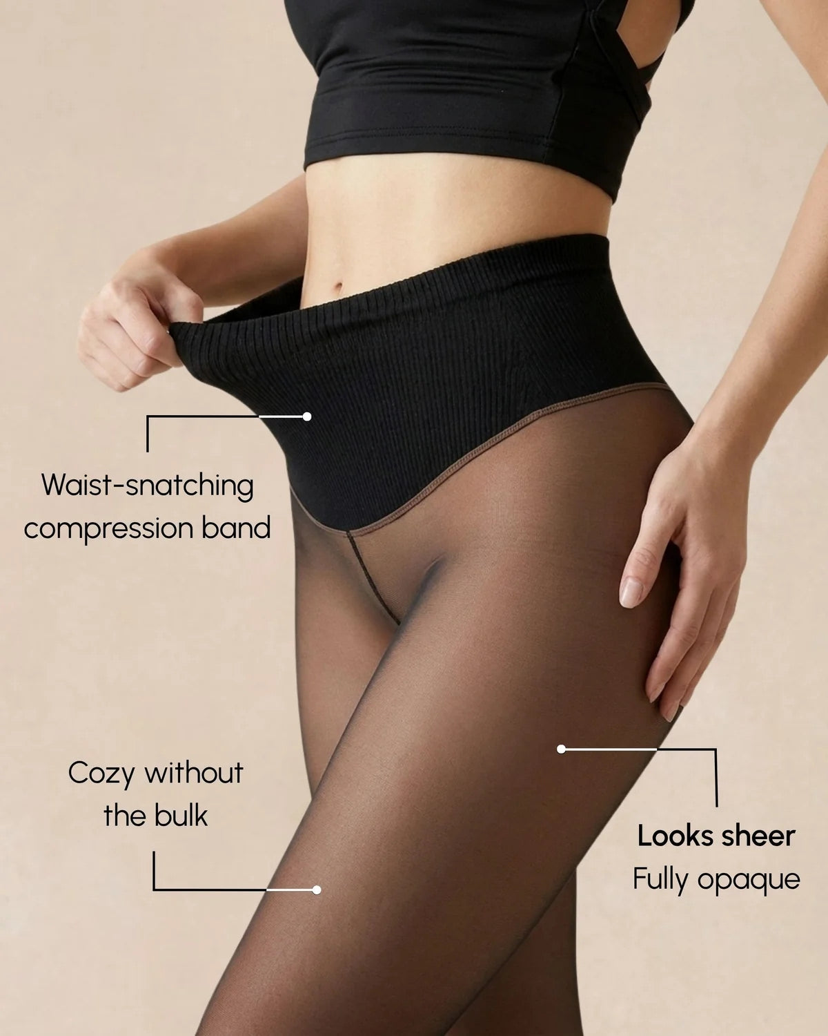 Cozelle Sheer Illusion Fleece-Lined Tights