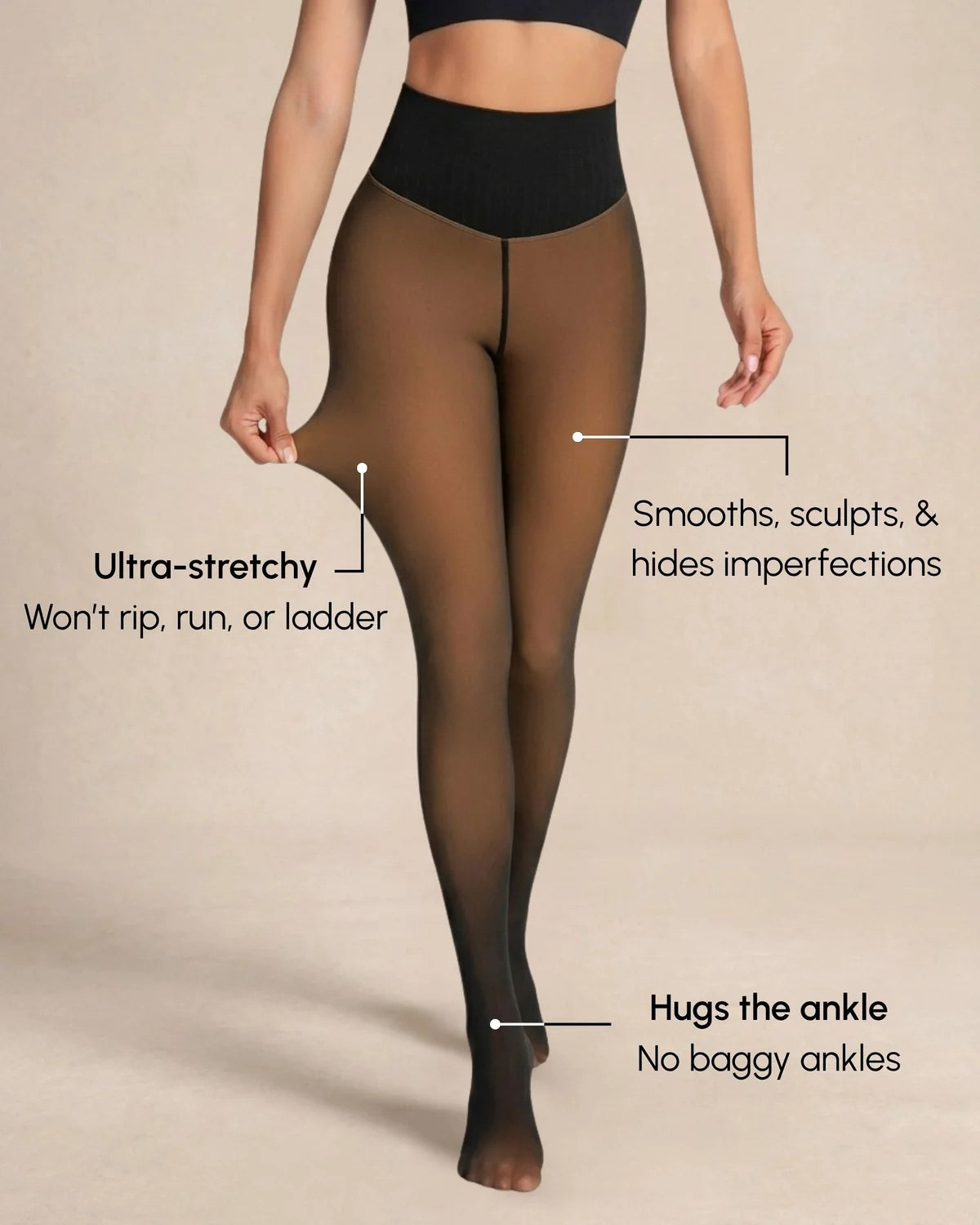 Cozelle Sheer Illusion Fleece-Lined Tights