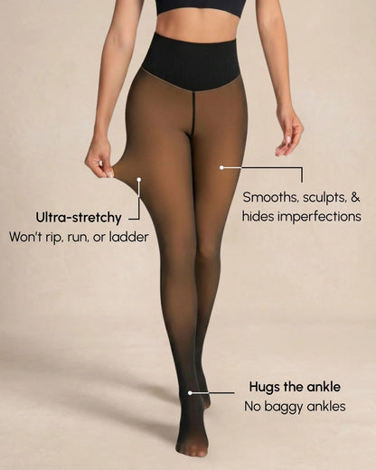 Cozelle Sheer Illusion Fleece-Lined Tights