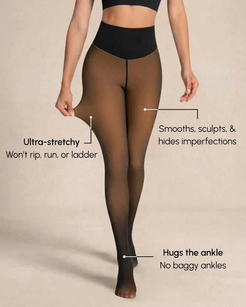 Cozelle Sheer Illusion Fleece-Lined Tights
