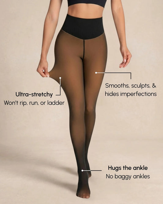 Cozelle Sheer Illusion Fleece-Lined Tights